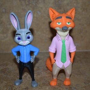 OOAK 3D Printed ZOOTOPIA 2 Judy Hopps Nick Wilde Figure figurine statue set